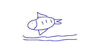 Seekor ikan melompat keluar dari air