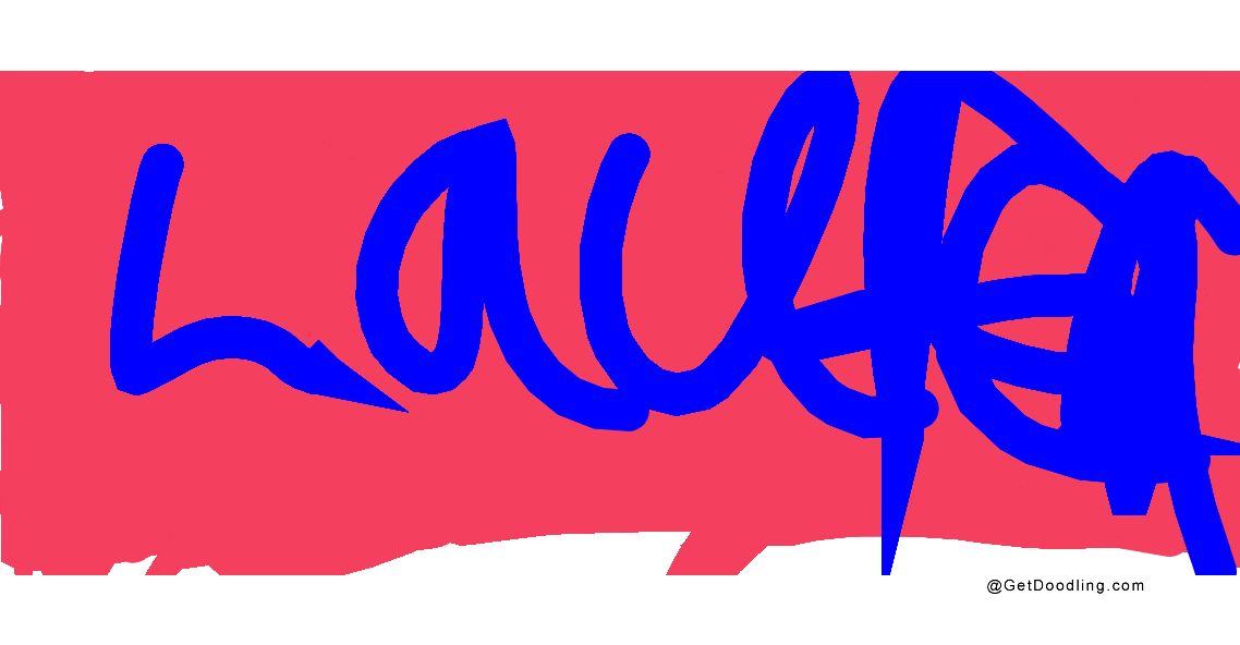 Latar belakang merah dengan teks biru [Laura]