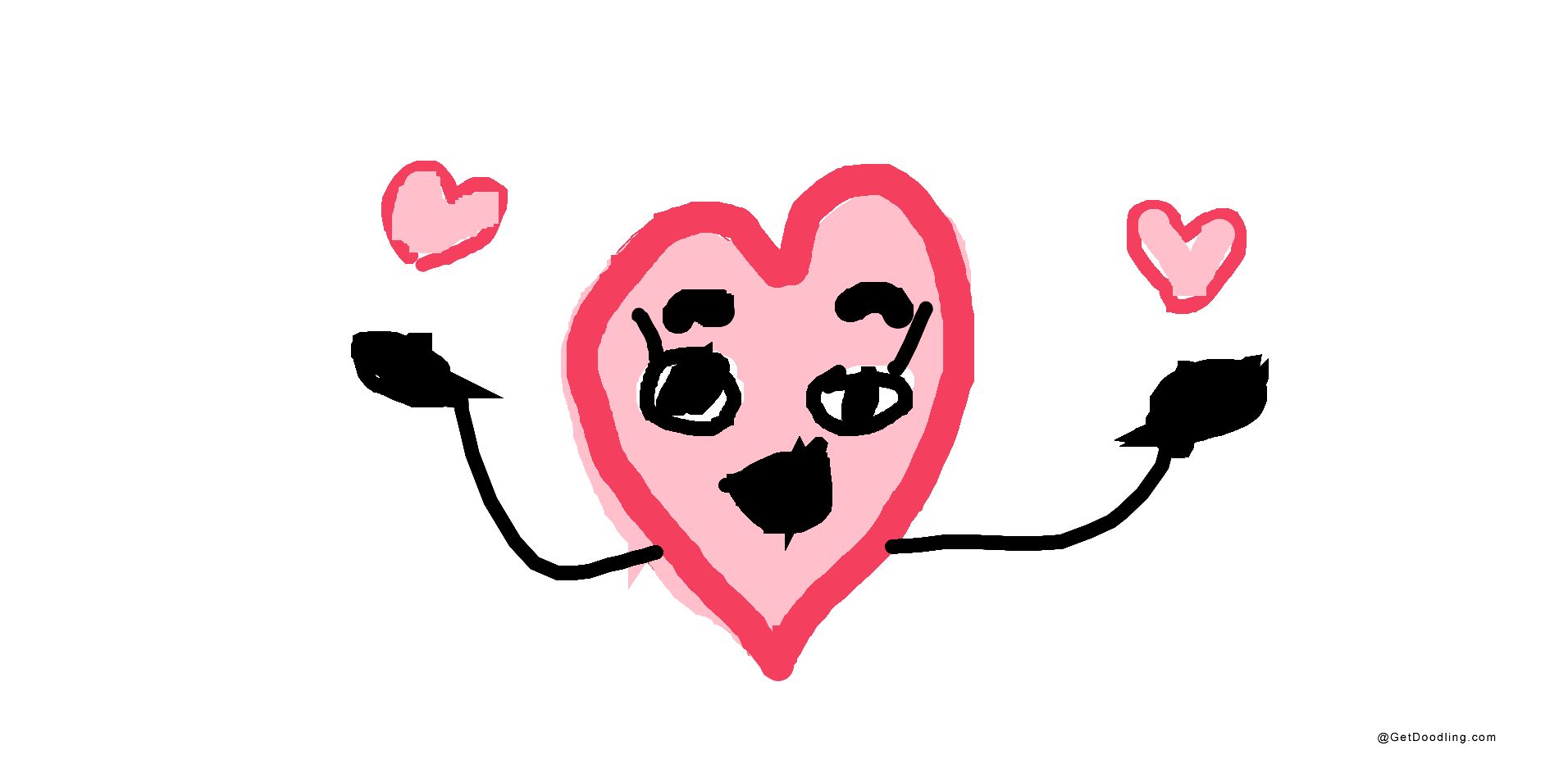 Um grande coração rosa com um sorriso