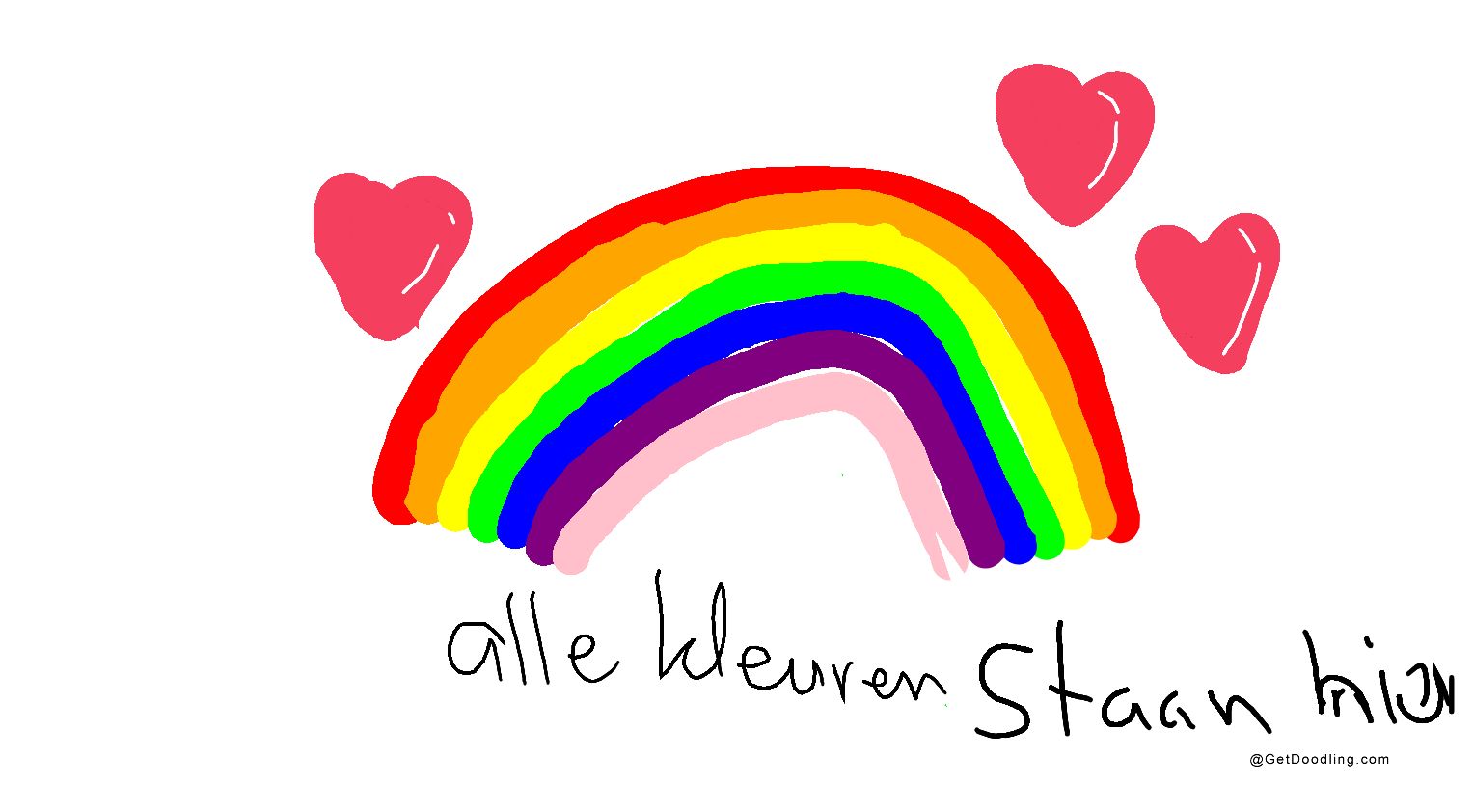 Arc-en-ciel et forme de cœur