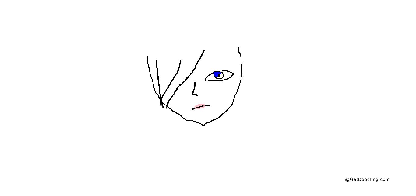 Portret o niebieskich oczach narysowany liniami