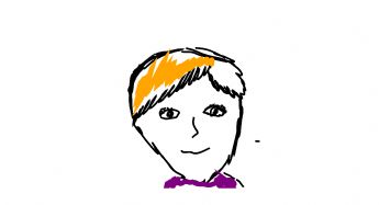 A portrait of a character with short hair and orange highlights.
