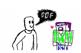 En simpel stregtegning af en figur siger *OOF* til en pixeleret figur