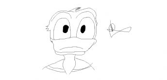 Un'anatra dei cartoni animati disegnata con linee semplici.