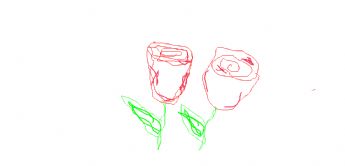 Twee rode rozen met groene bladeren