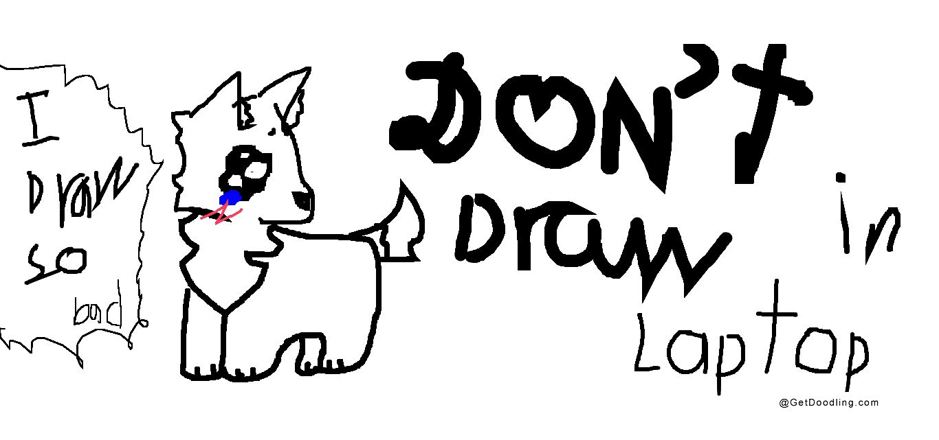 A little animal is expressing the difficulties encountered when drawing