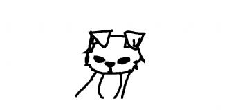 Un cane o un gatto disegnato con linee nere.