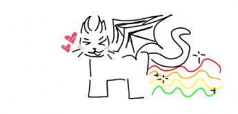 A kitten with wings and a tail