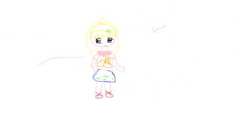 一個穿著彩色衣服、眼睛大大的小朋友.
