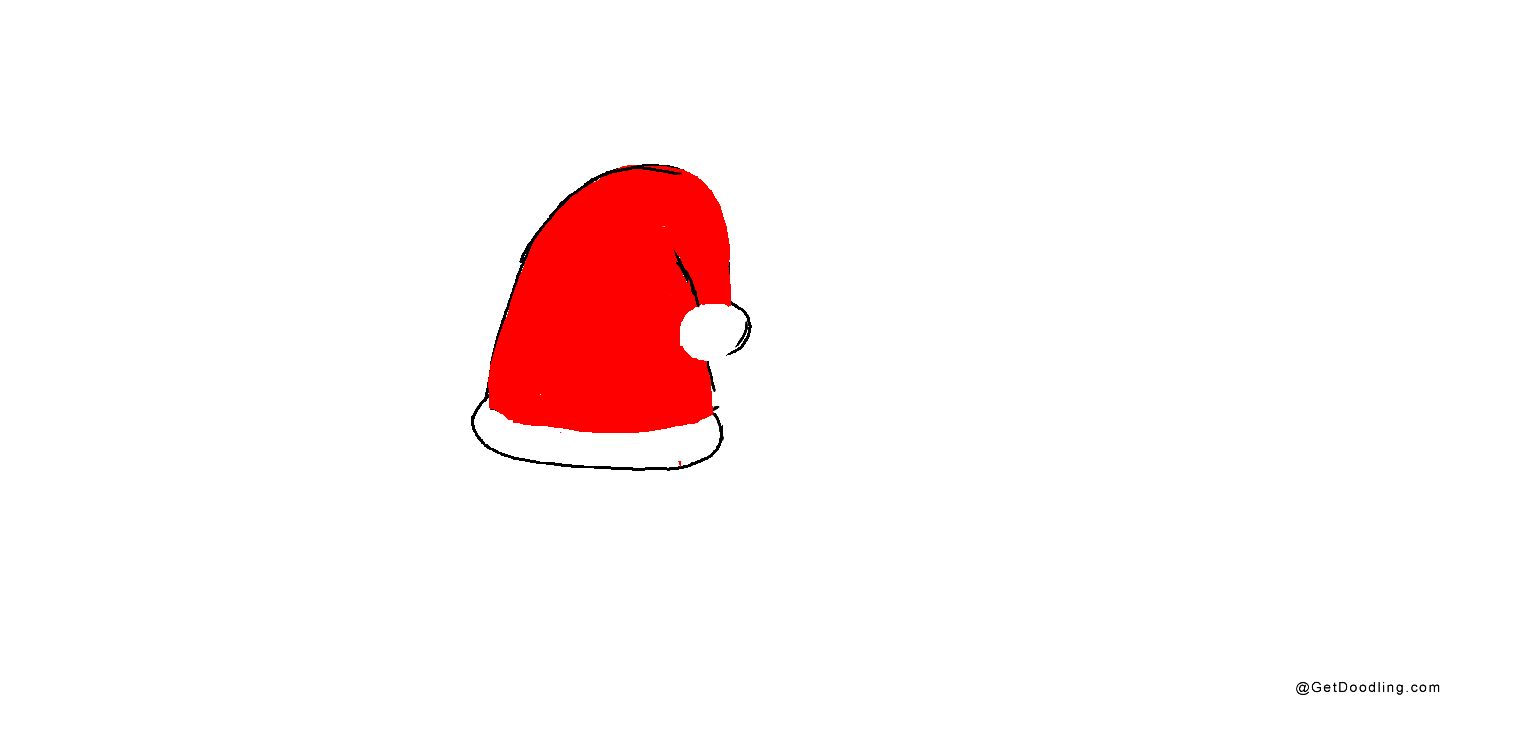A Christmas hat drawn with lines