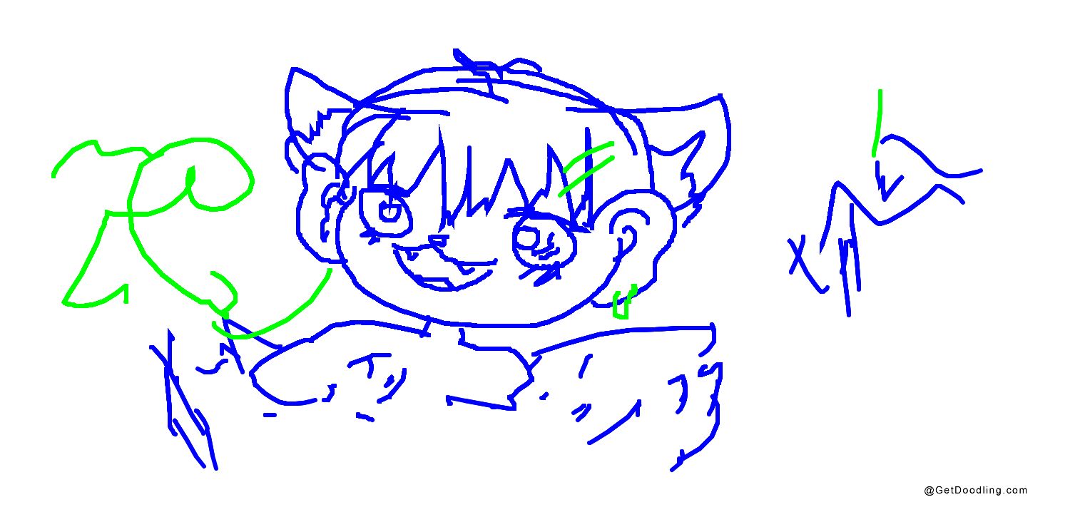 A cute little boy with cat ears and a playful expression