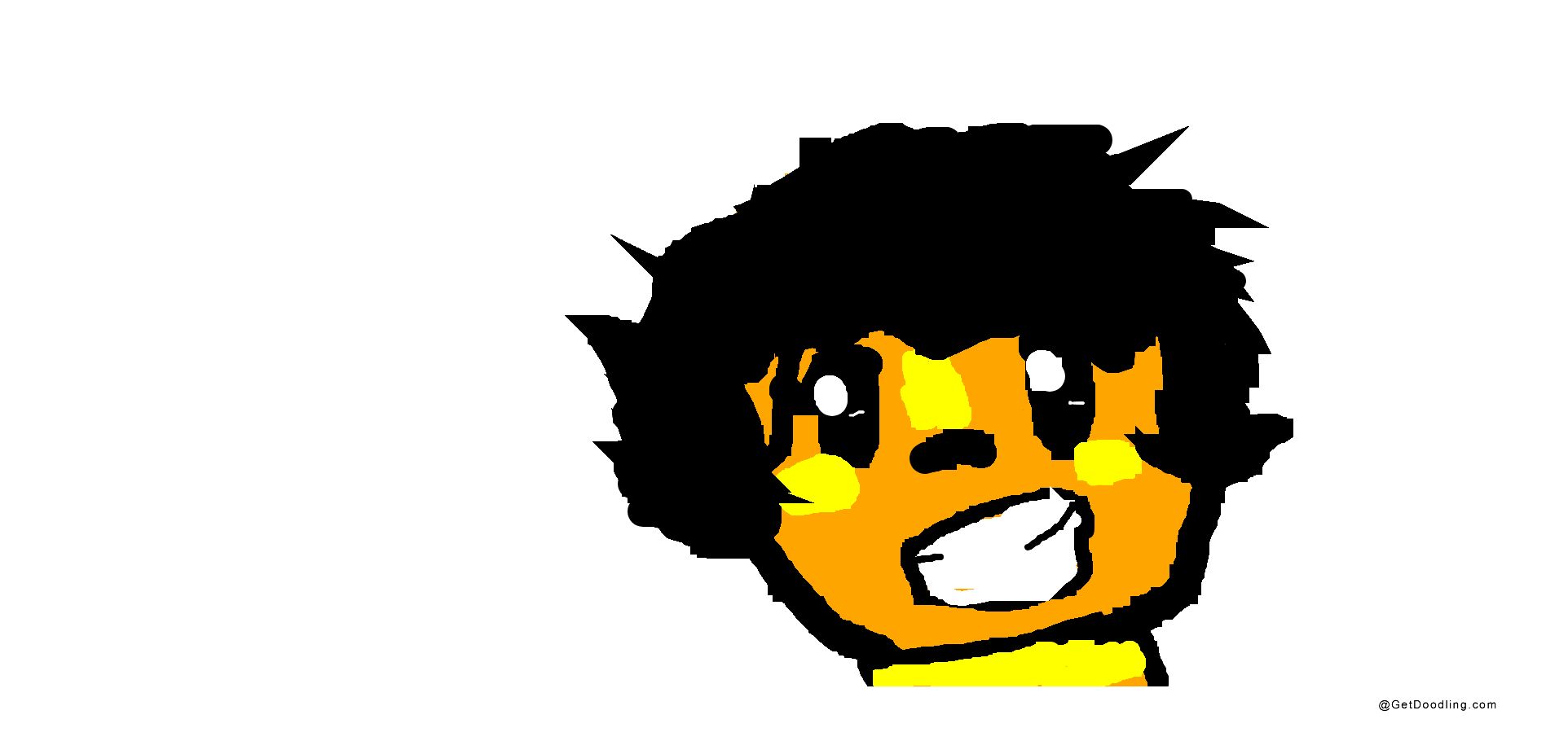 黒いアフロヘアと黄色い肌をした漫画のキャラクター。
