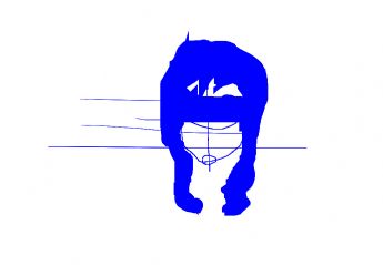 La silhouette di una figura umana riempita di blu