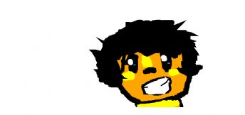 黒いアフロヘアと黄色い肌をした漫画のキャラクター。