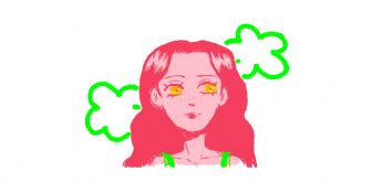 赤毛の少女が静かに前を見つめている