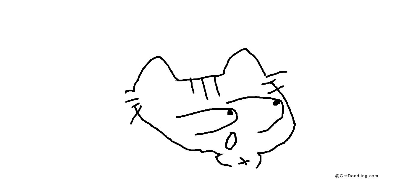 A simple line drawing of a kitten's head
