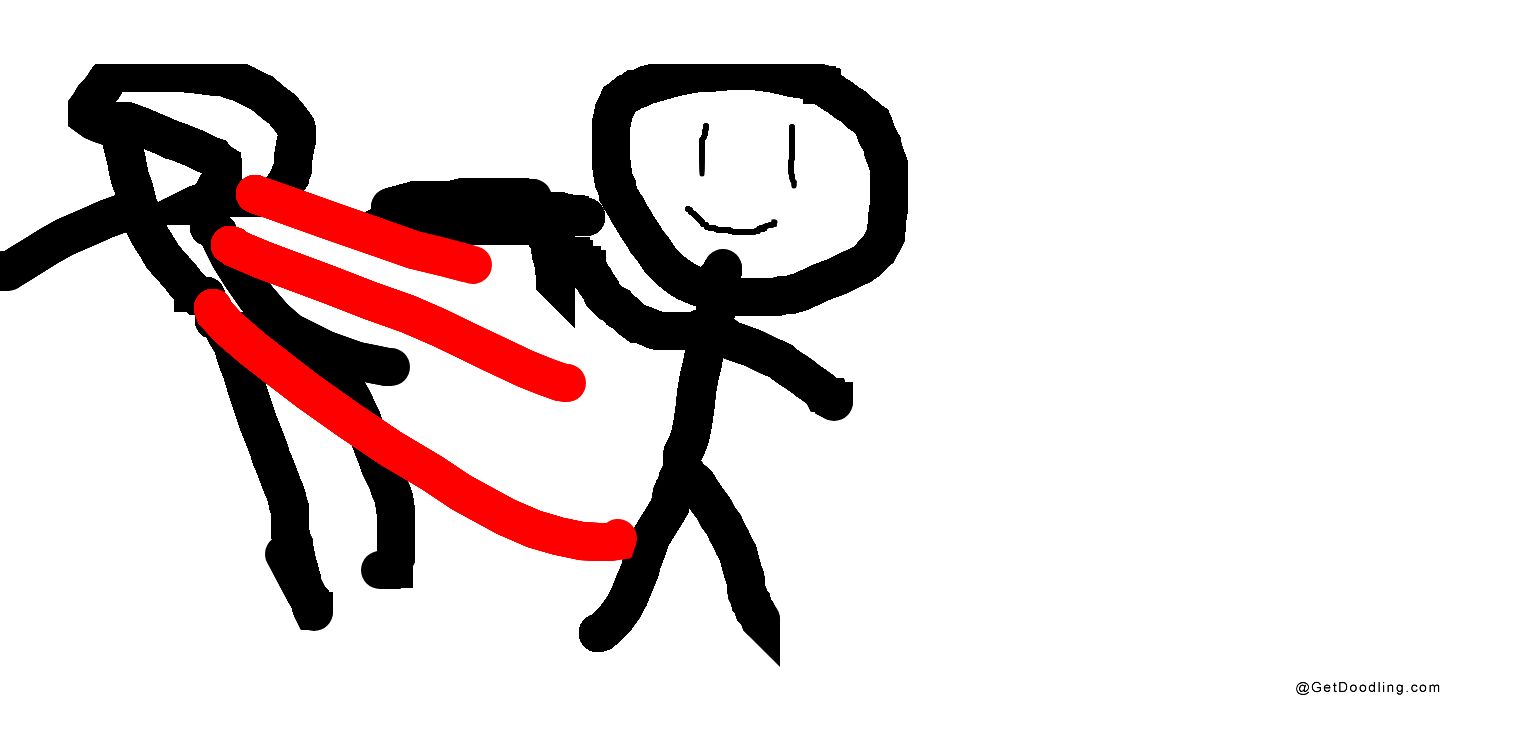 A stick figure showing off his *red energy* moment