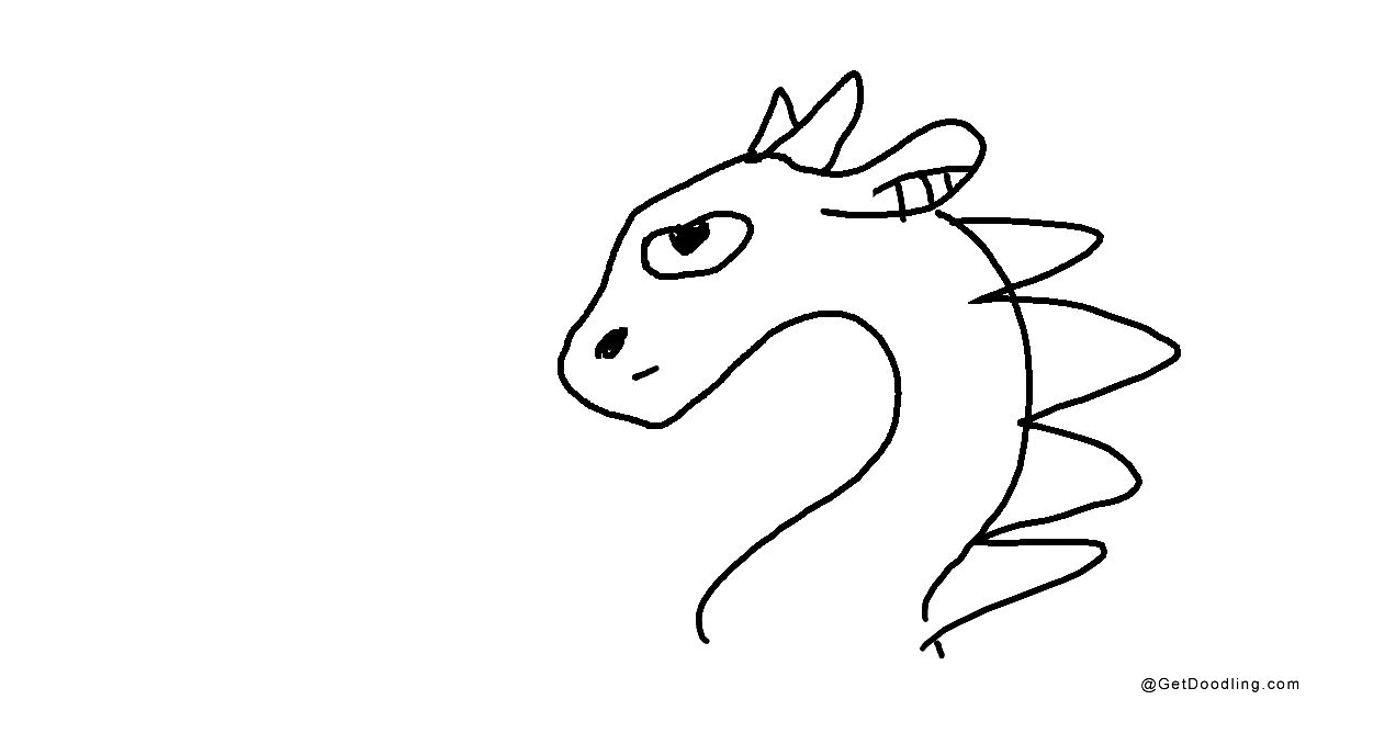 背中に角とトゲのある漫画風のドラゴン