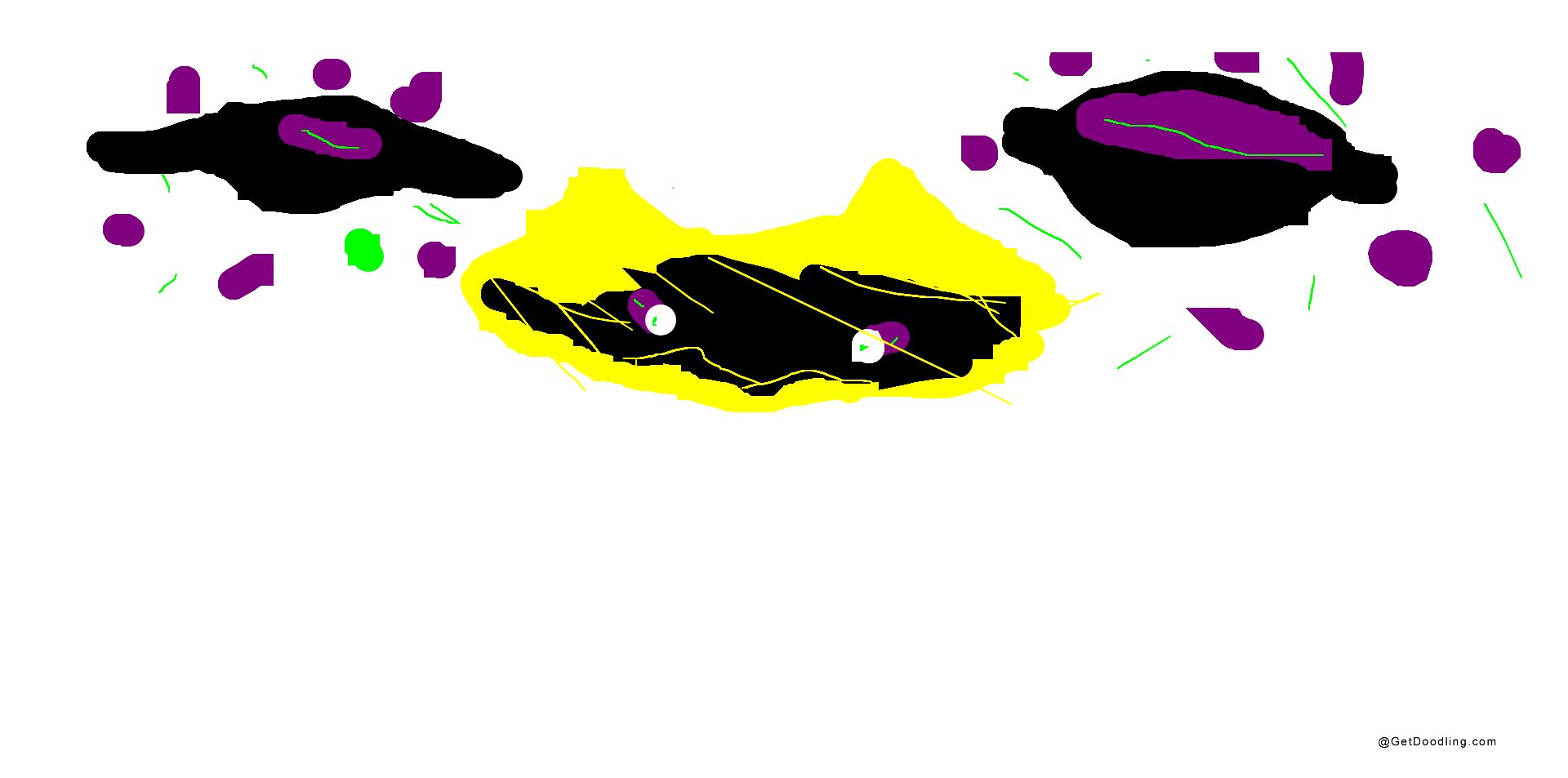 Tiga monster frisbee warna-warni