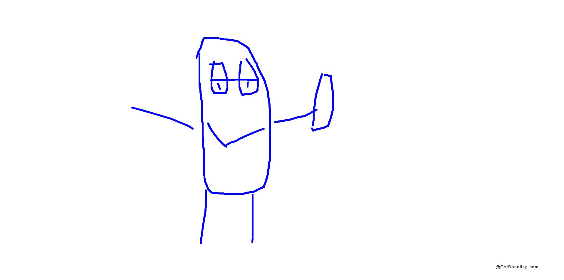 A rectangular little person holding a small cube
