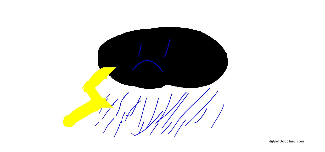 一朵伤心的乌云，正在下雨打雷