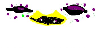 Tiga monster frisbee warna-warni