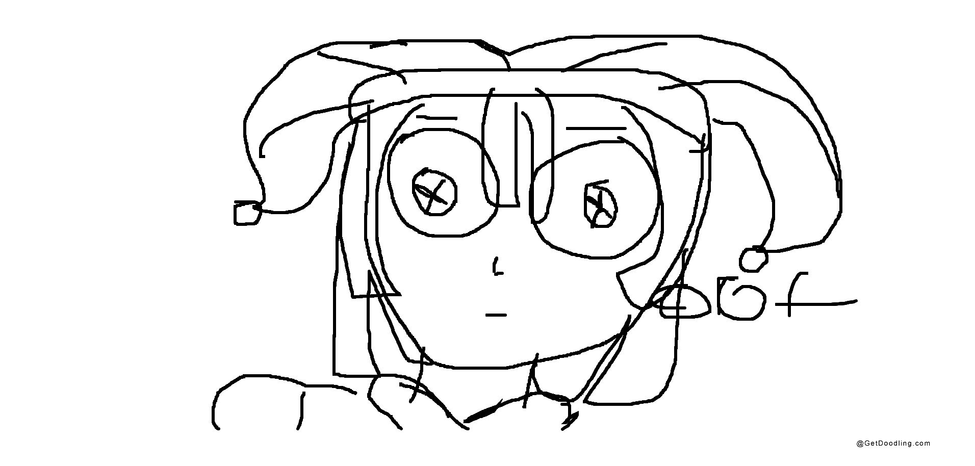 A character wearing a jingle hat with big, bright eyes