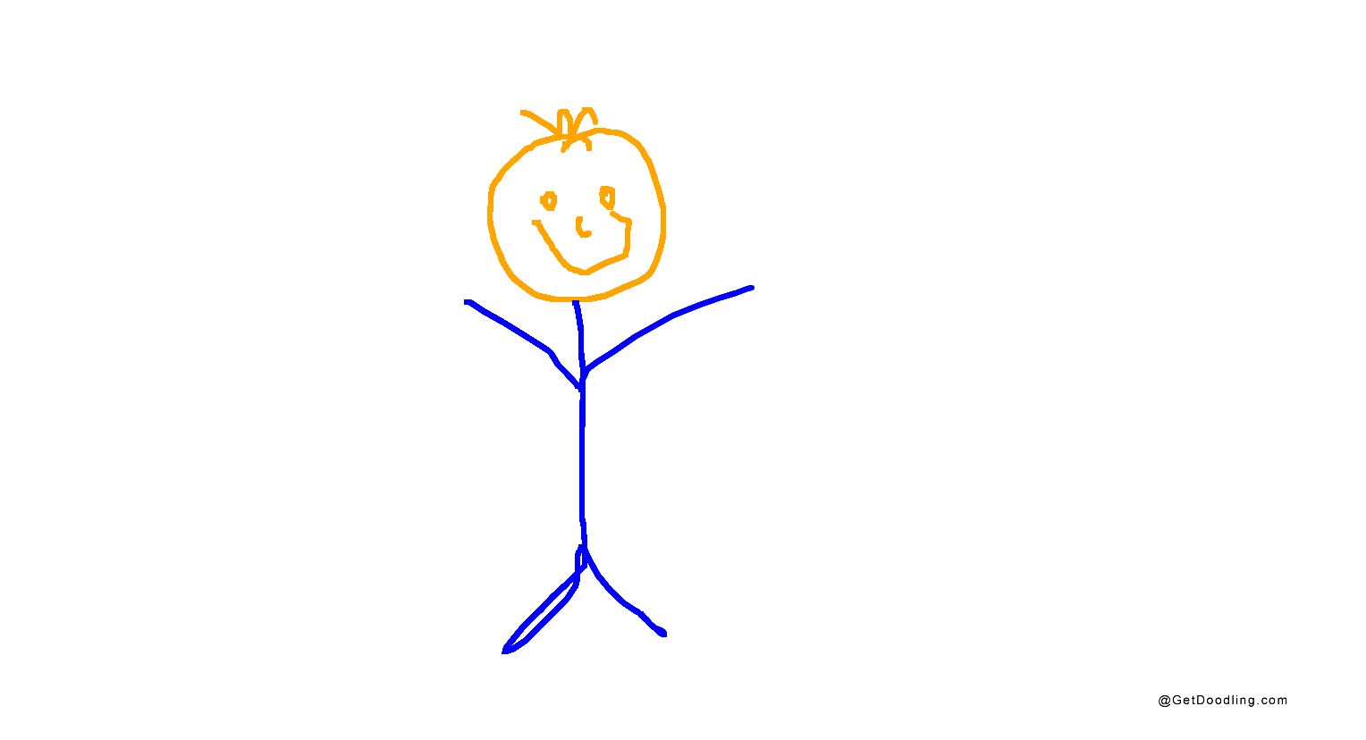 A happy little figure is waving with its arms outstretched