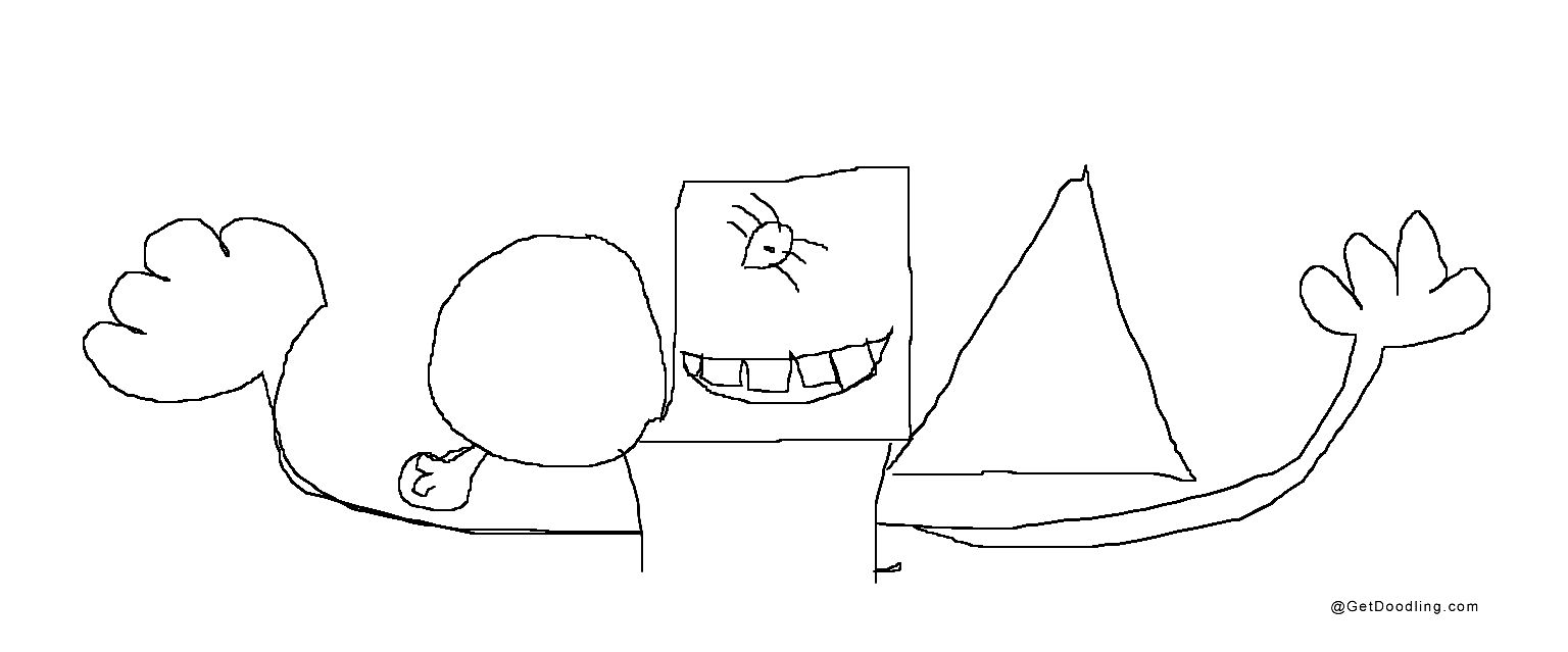 A group photo of geometric shape friends