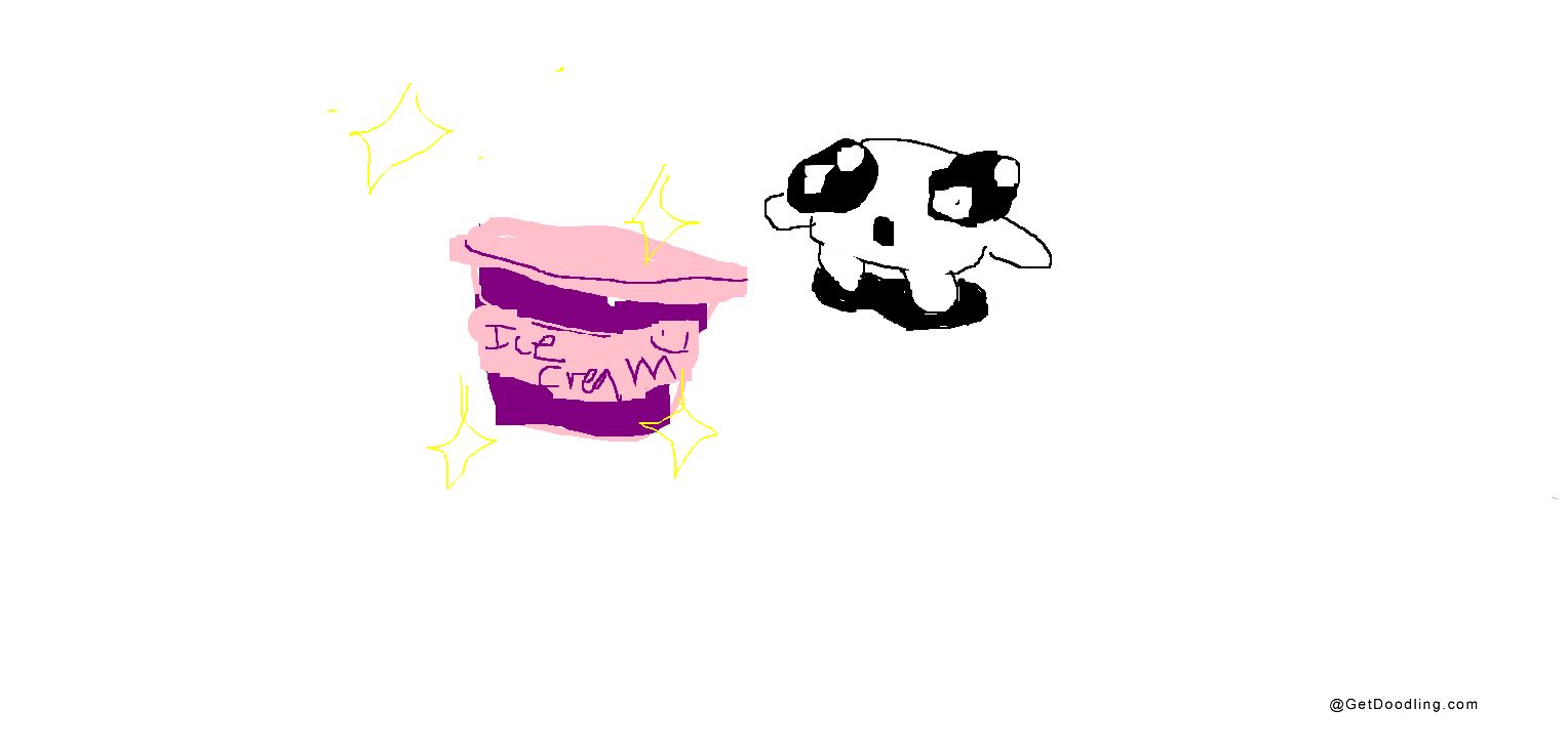 Sparkling ice cream and a little monster