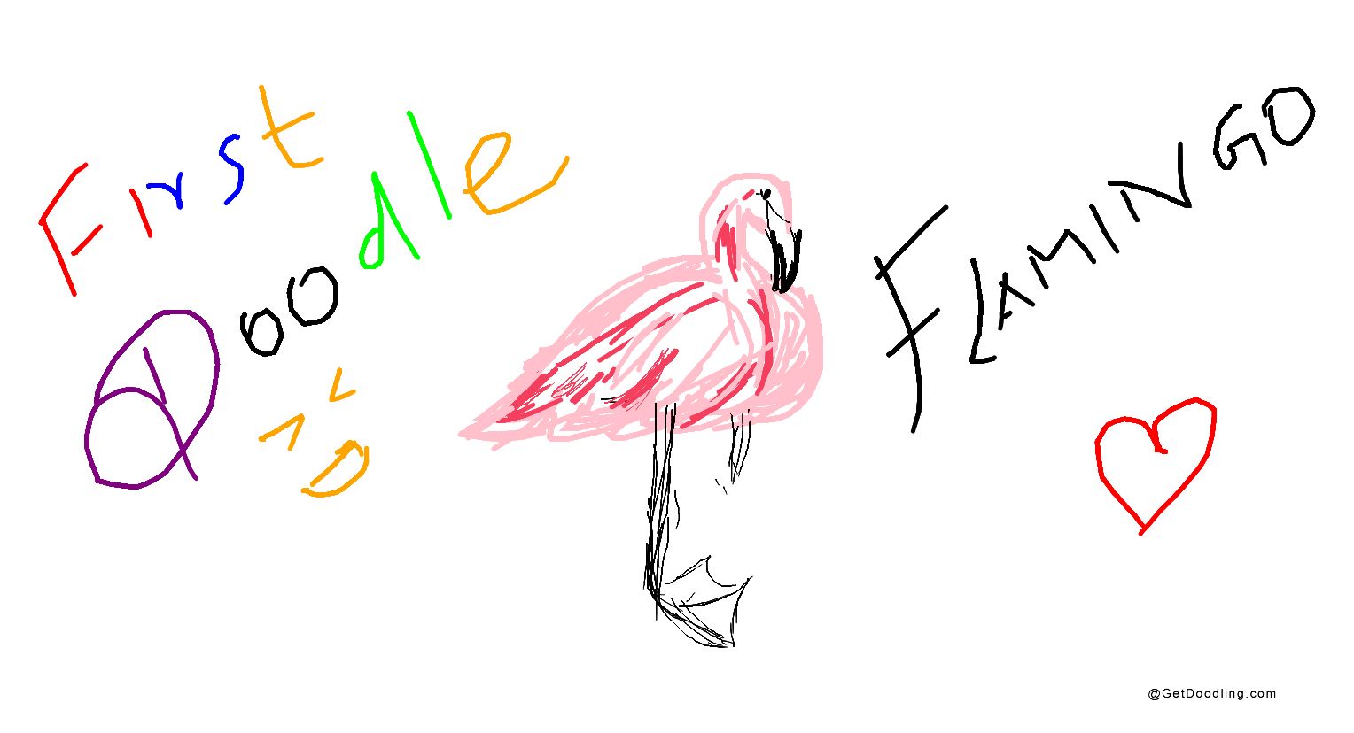 My first doodle: a pink flamingo!