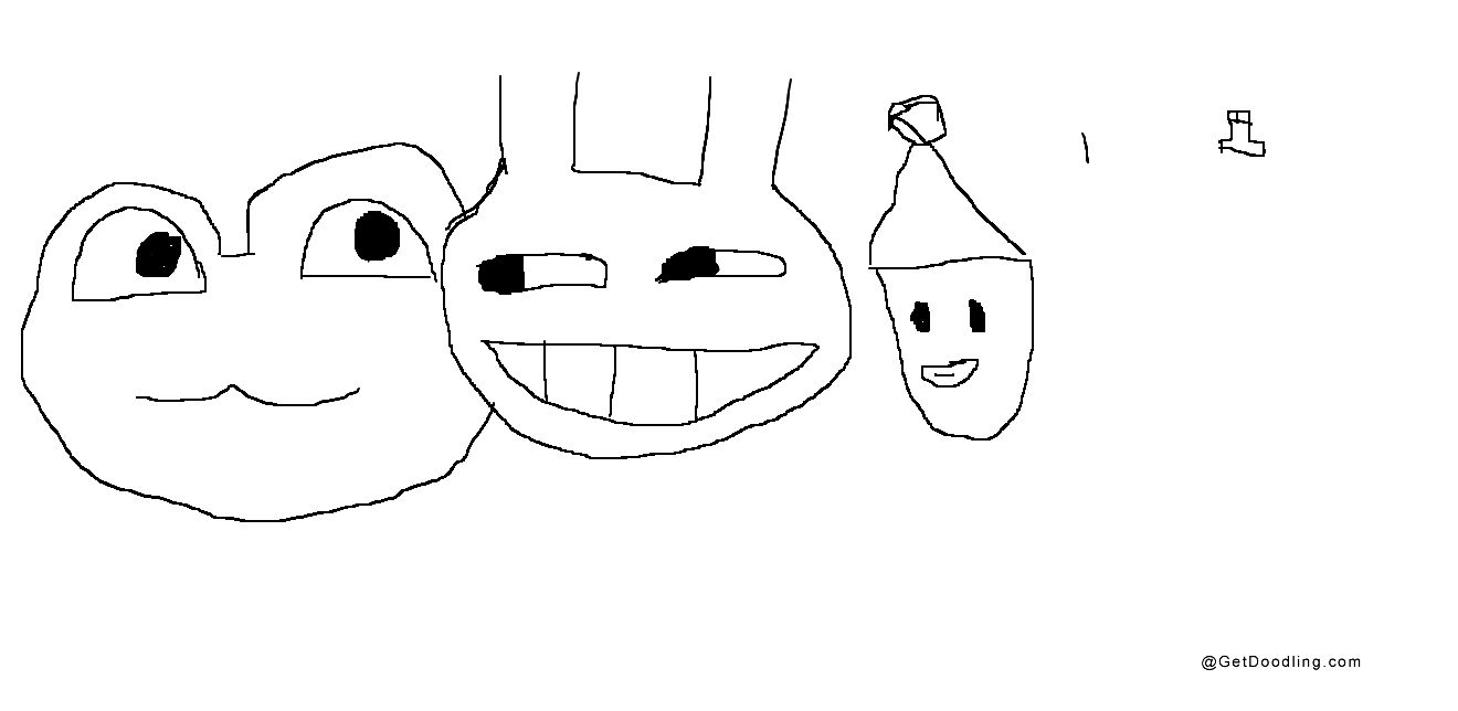 Funny black and white cartoon characters