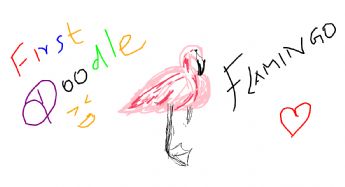 My first doodle: a pink flamingo!