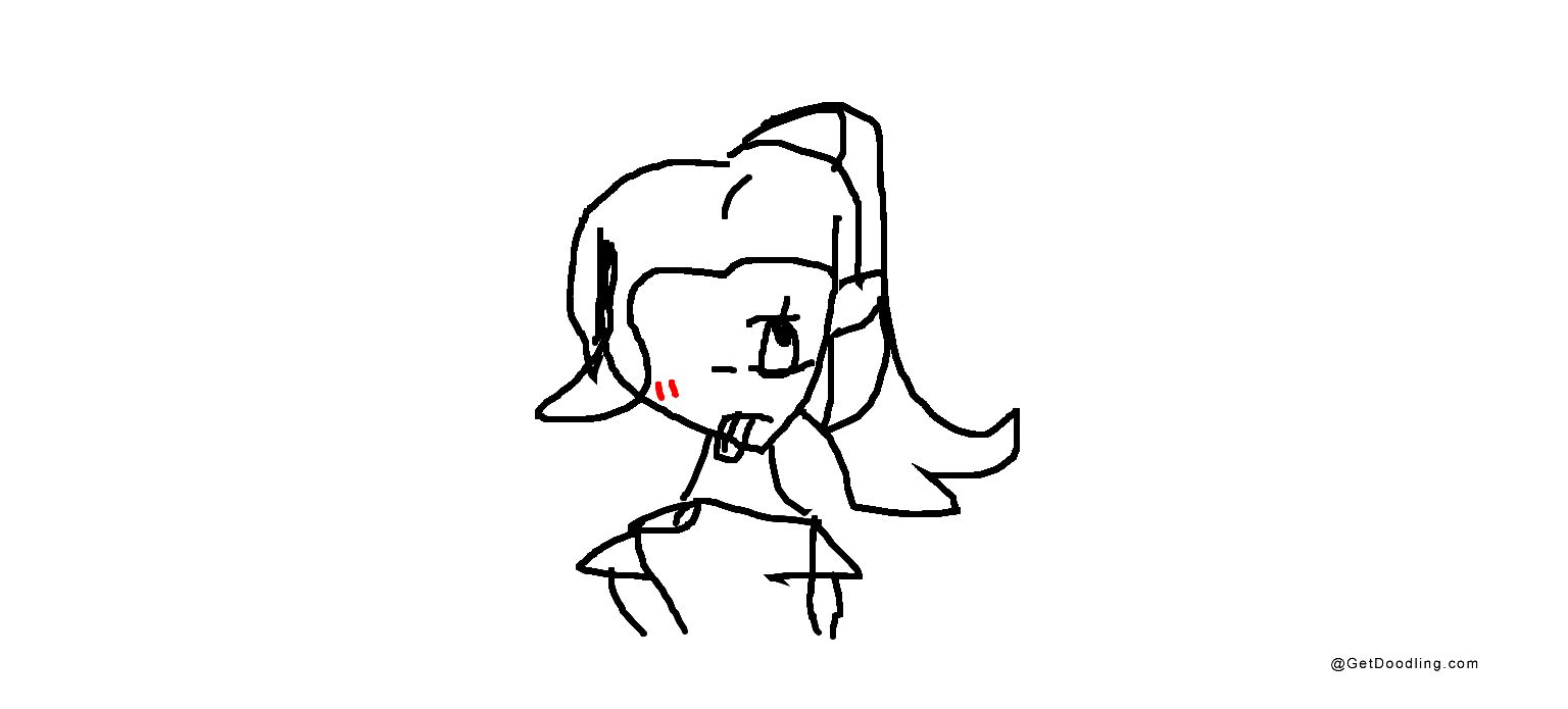 A shy girl with a high ponytail