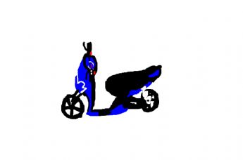 Niebieski rycerz jedzie na motocyklu z motywem piorunów