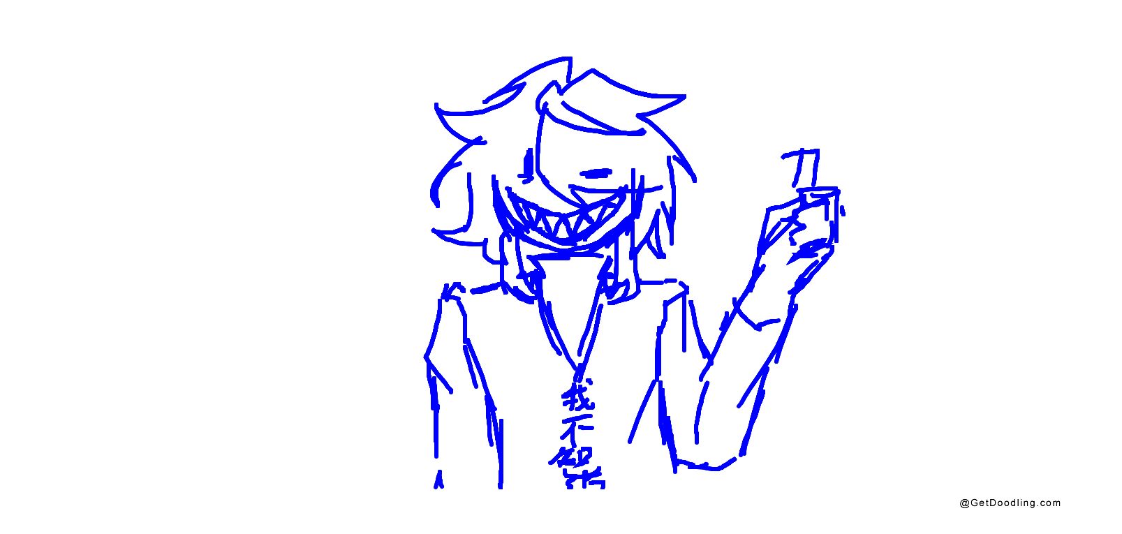 A boy with a strange laugh, holding a cell phone.