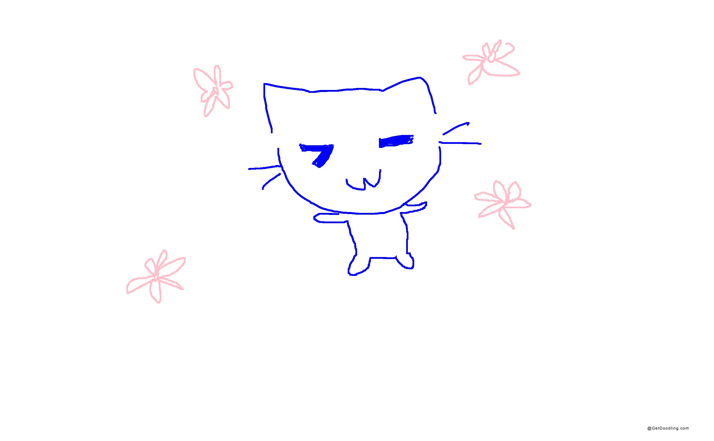 A blue kitten with squinting eyes and a sweet smile