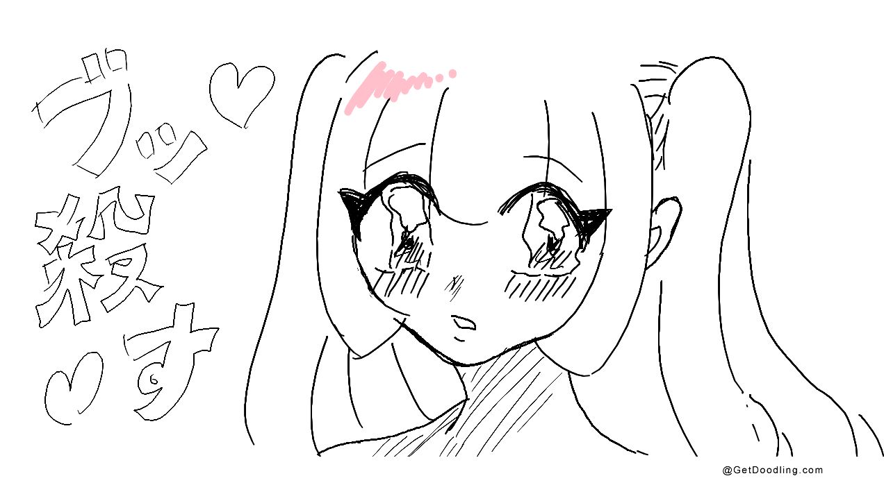 A shy girl with pigtails