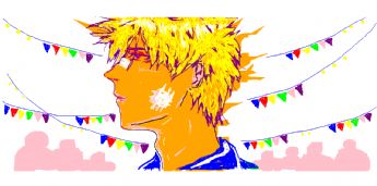 A party kid with a golden spiky hairstyle