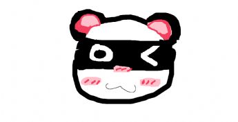 A pink-eared, winking panda