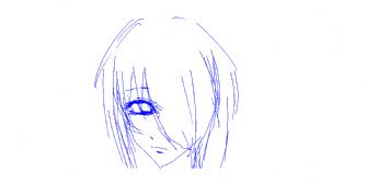 藍色長髮遮眼少女.