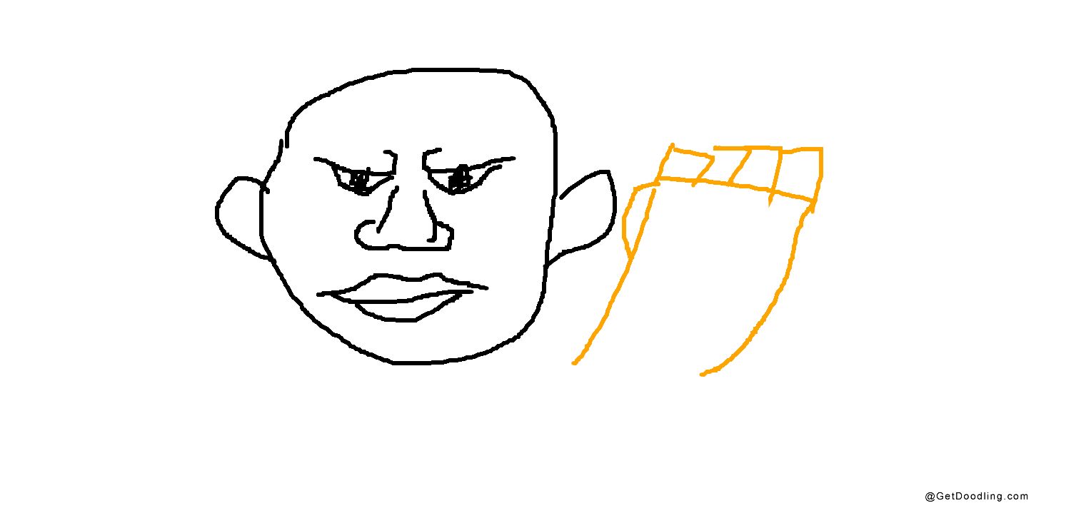 A bald man with an angry expression