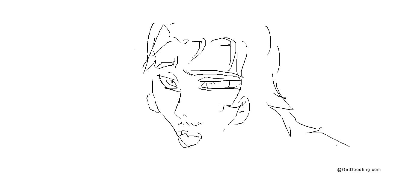 A half-closed-eyed boy with tousled hair