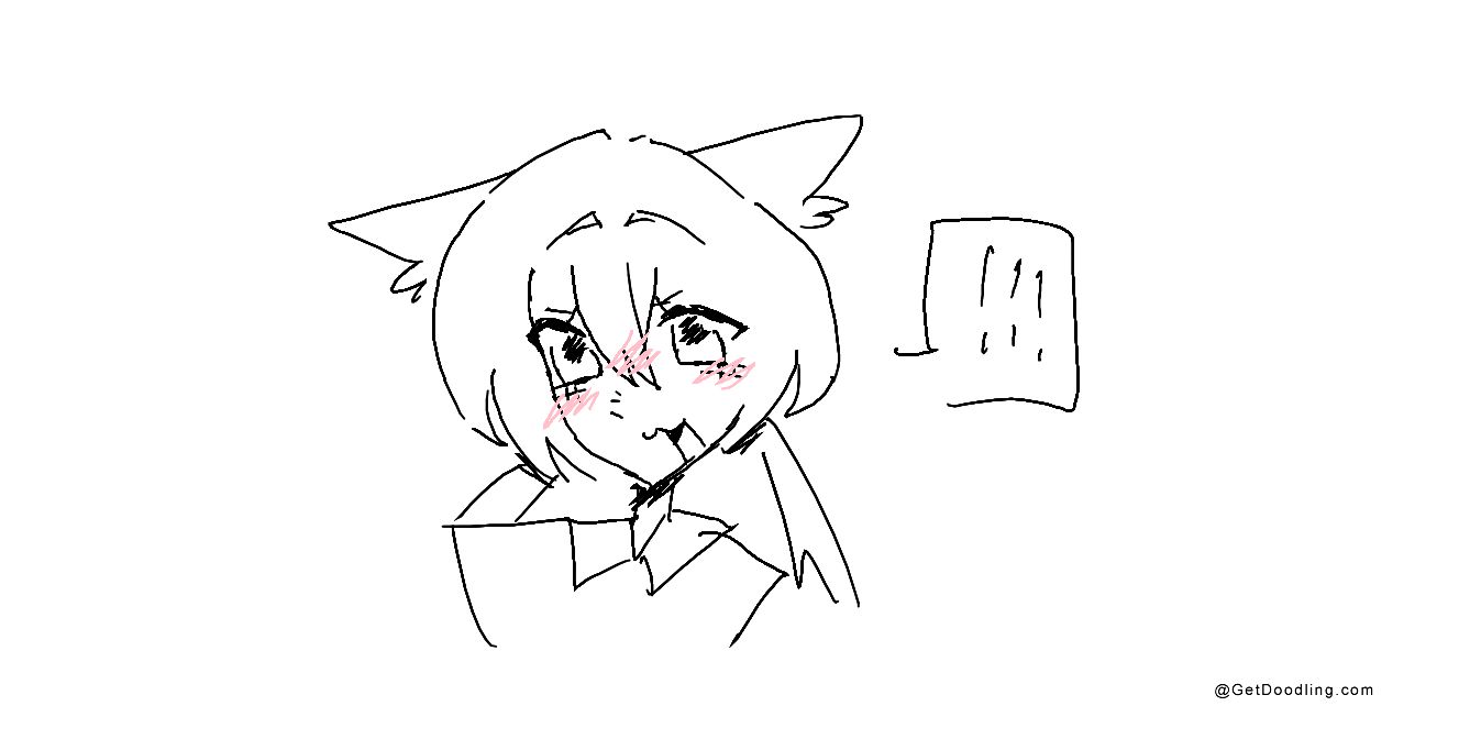 A shy girl with short hair and cat ears
