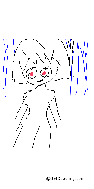 Red-Eyed Girl in Blue Rain