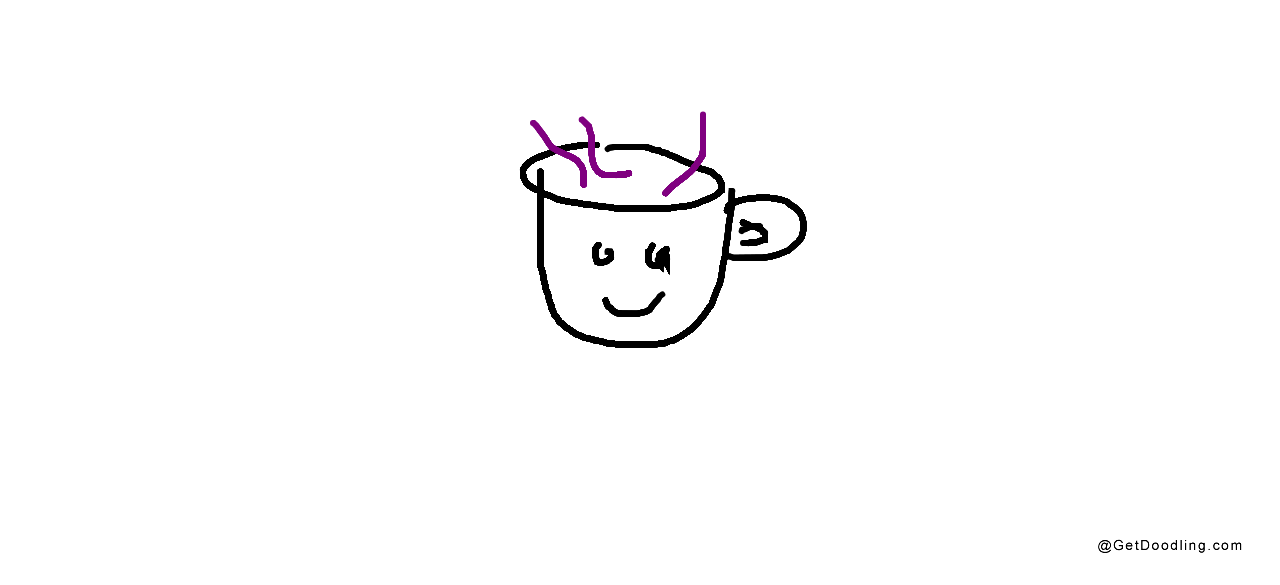 Steaming smiley coffee cup