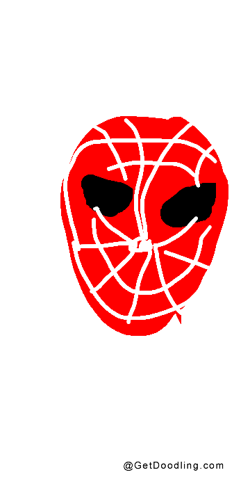 Punainen Spider-Man-naamio piirroksena