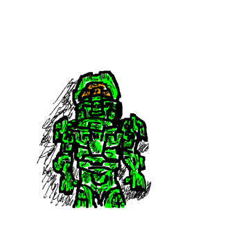 Green robot with an orange visor