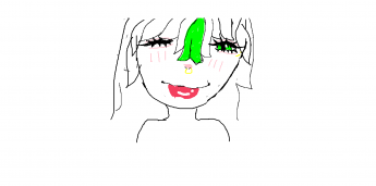 Sweet girl with emerald bangs
