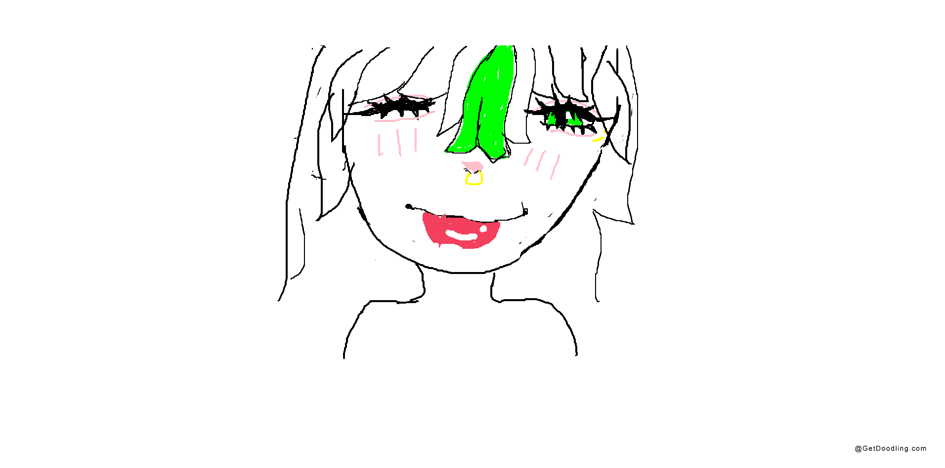 Sweet girl with emerald bangs